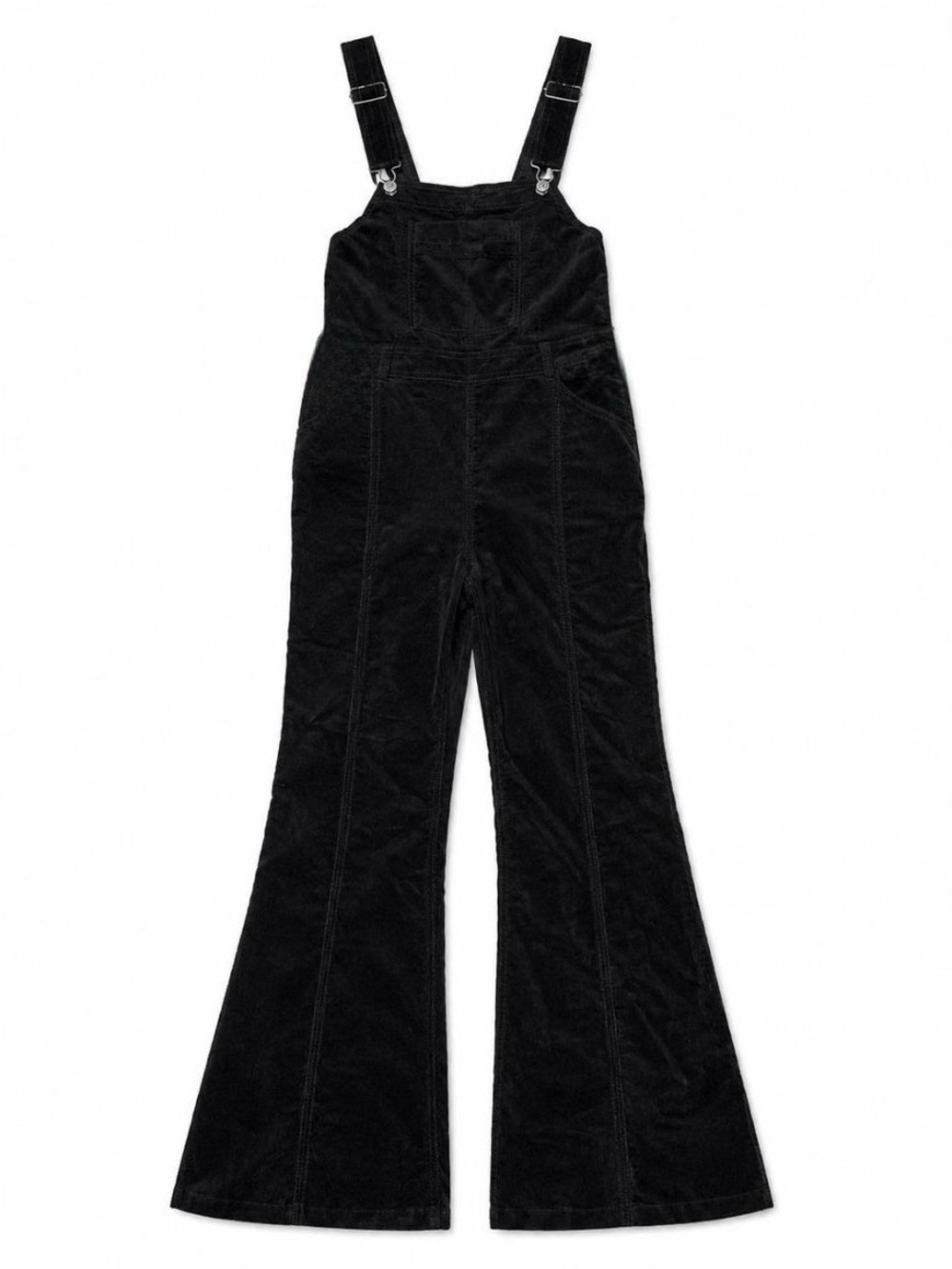 Pilcro Black Fit Flared Velvet Overalls 27 - Picture 3 of 14